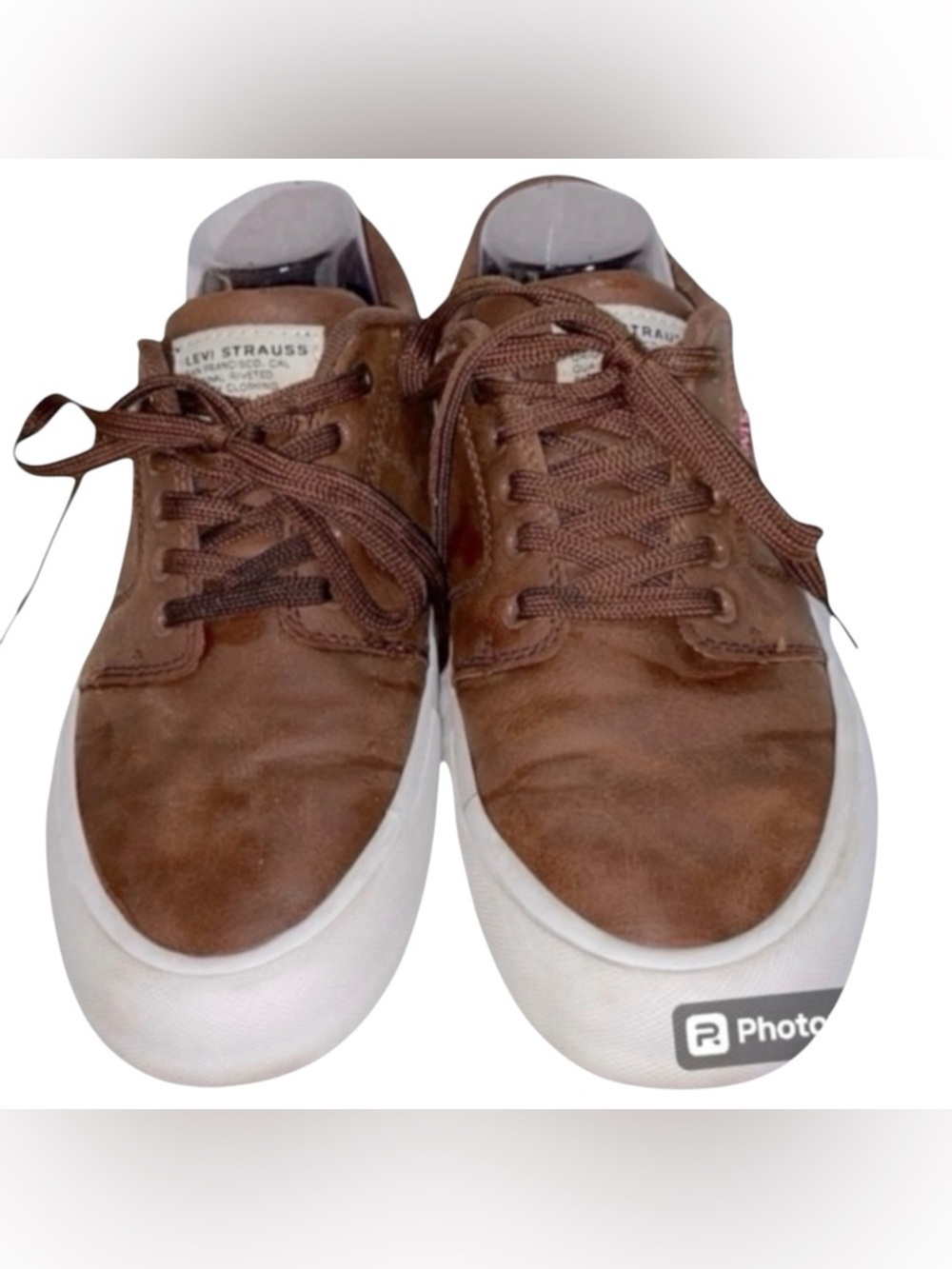 EUC Men’s Levi Strauss Brown Casual Sneakers Brown SZ 8 Lace-Up Vegan Leather